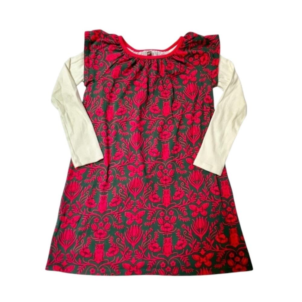 Tea Collection McKenna Owl Print Layered Dress Size 6